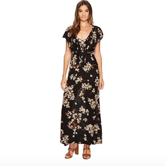 black dress with gold flowers